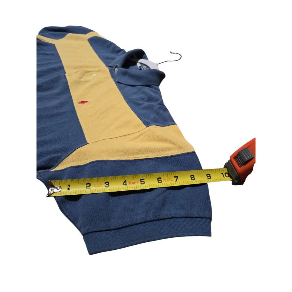 Polo Ralph Lauren Mens Blue Yellow Striped Short Sleeve Cotton‎ Polo Shirt L